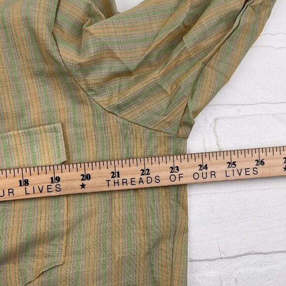 Unbranded Shirt Mens 16.5-33 Green Orange‎ Stripe Sanforized Permanent Press 70s - Picture 6 of 6